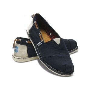 TOMS Blue Plaid‎ Lined Canvas Lace-Up Espadrille Boat Shoes - Size W 7.5
